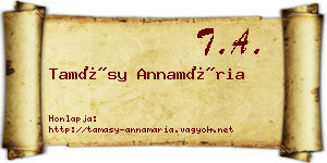 Tamásy Annamária névjegykártya